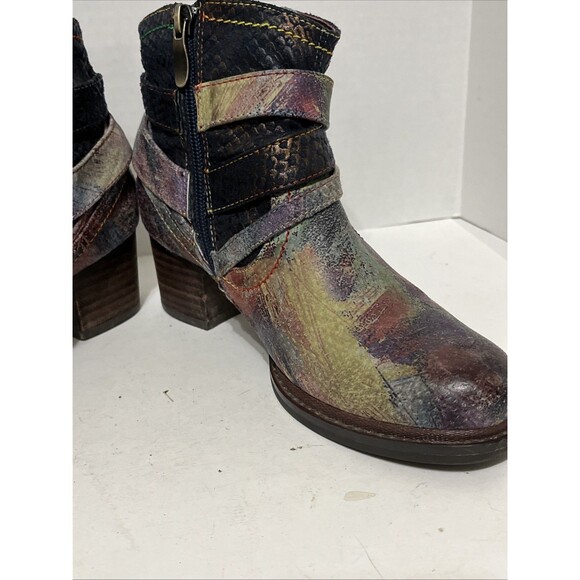 L'Artiste Shazzam Ankle Boots Womens Sz 36 US 6 Multi-Colored Spring Step Zip - Picture 4 of 11